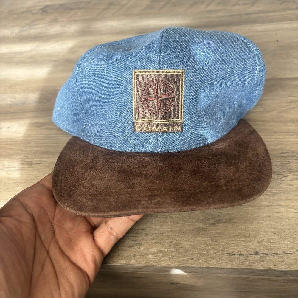 Vintage Mary Kay Hat Domain Cologne Denim Blue Cap Headwear Blue Brown OS